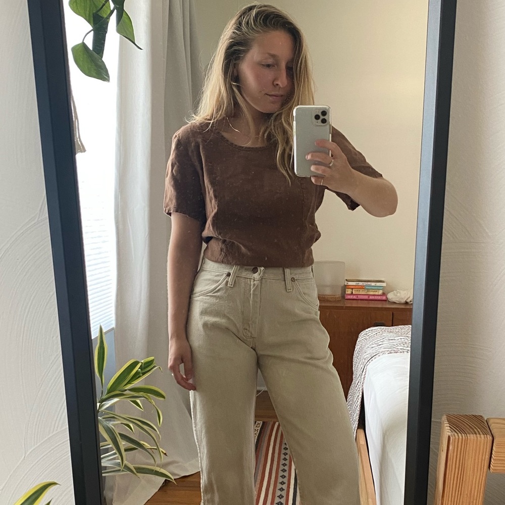 Brown Flax Linen Blouse